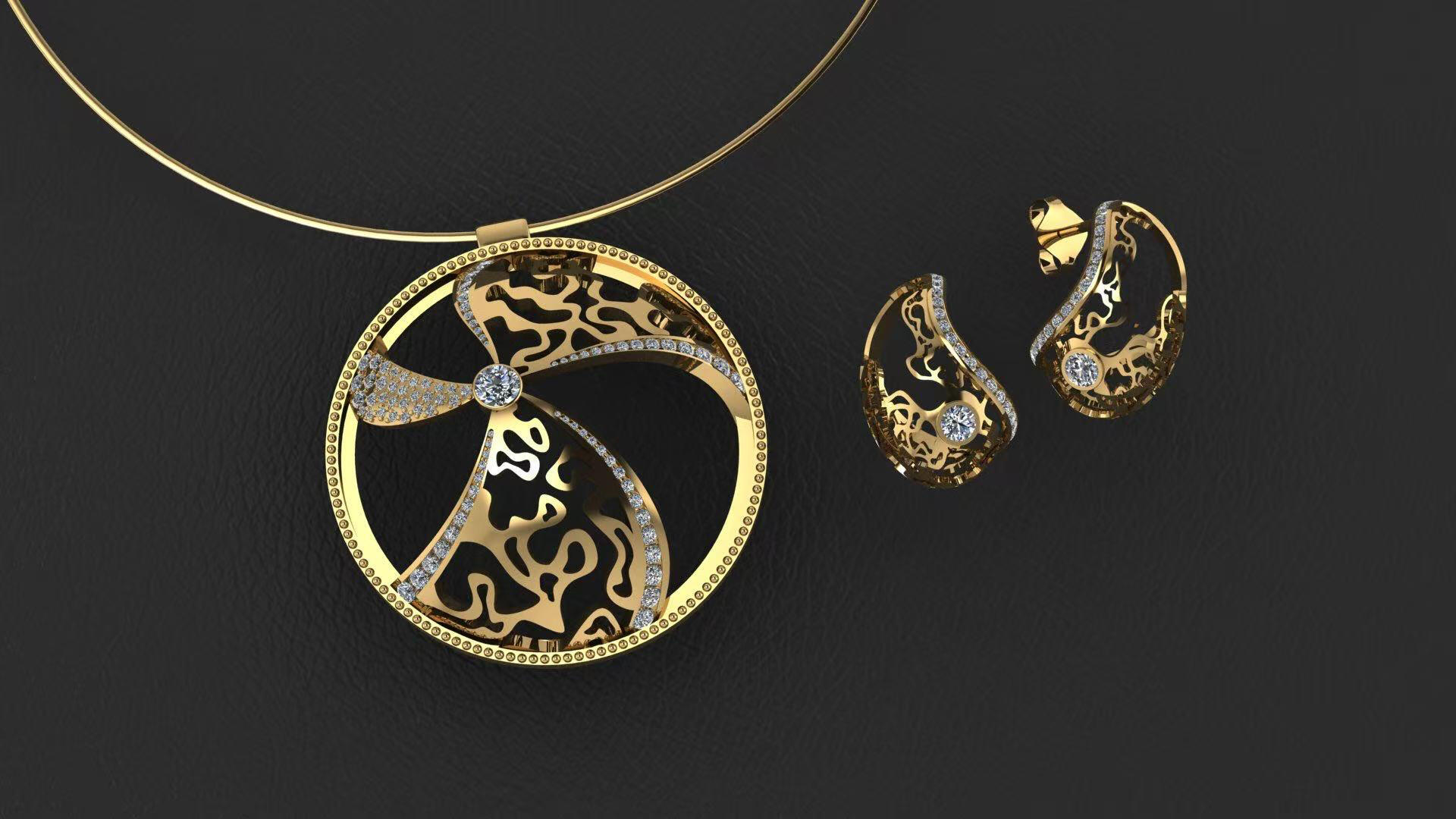 Necklace &amp; Earrings, Matrix design work, 2017